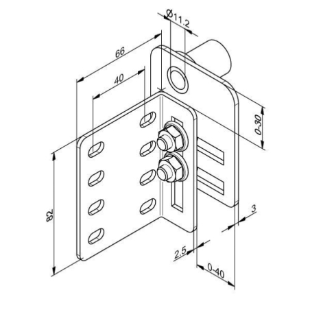 Support haut GAUCHE pour roulette type habitat réglable-0