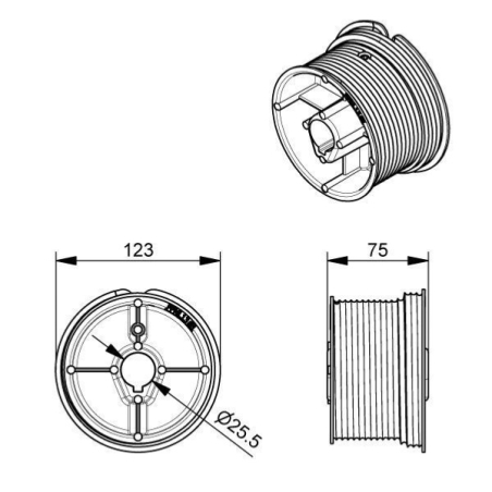 Tambour Ø 124 pour porte sectionnelle MAX 3.6 Mètres de haut-0