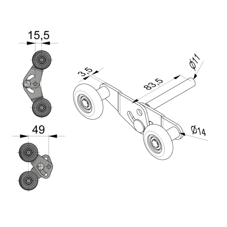 Roulette/ galet double résidentiel Ø 11/45-0