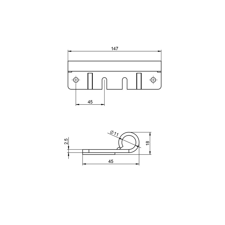 Support de roulette double pour grand galet long