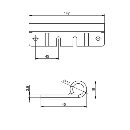 Support de roulette double pour grand galet long