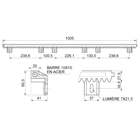Crémaillère Nylon pour portail coulissant