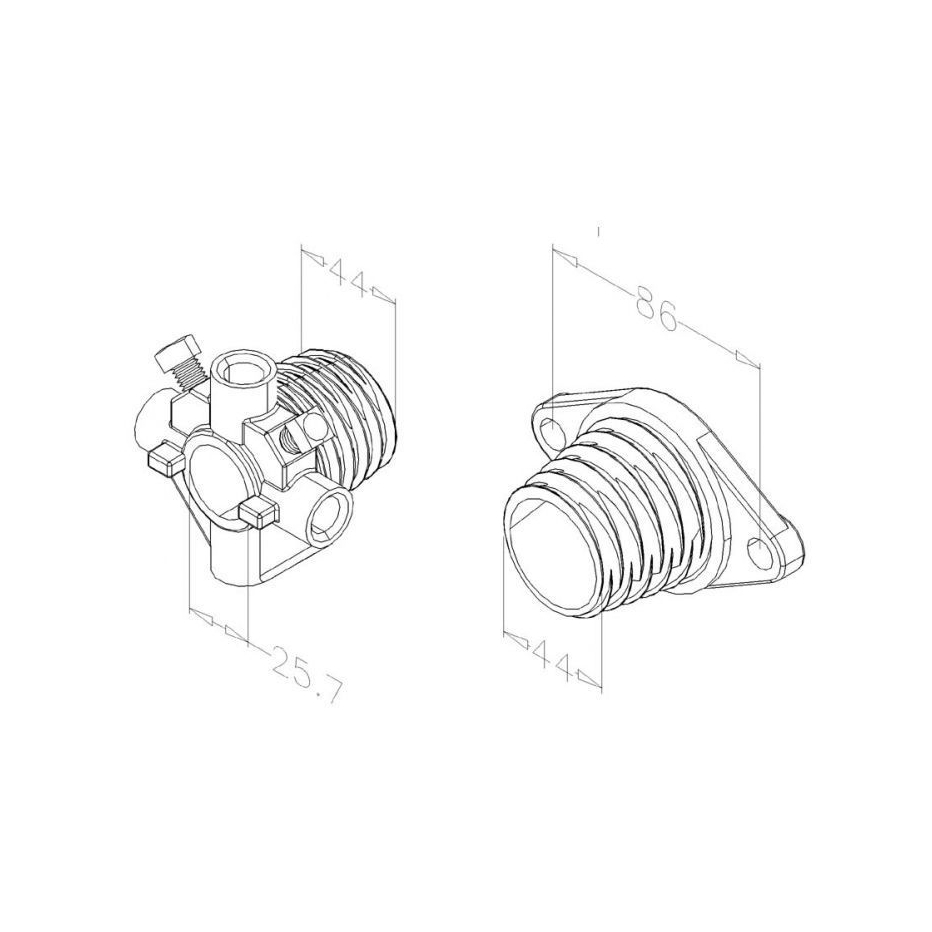 Detail du mandrin pour ressort standard diametre 44 mm - axe 25.4 mm