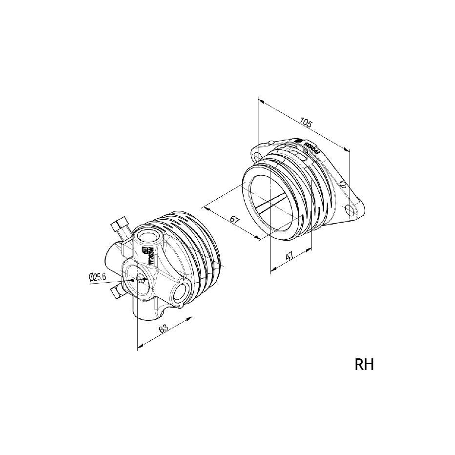 Detail du mandrin pour ressort standard diametre 67 mm - axe 25.4 mm